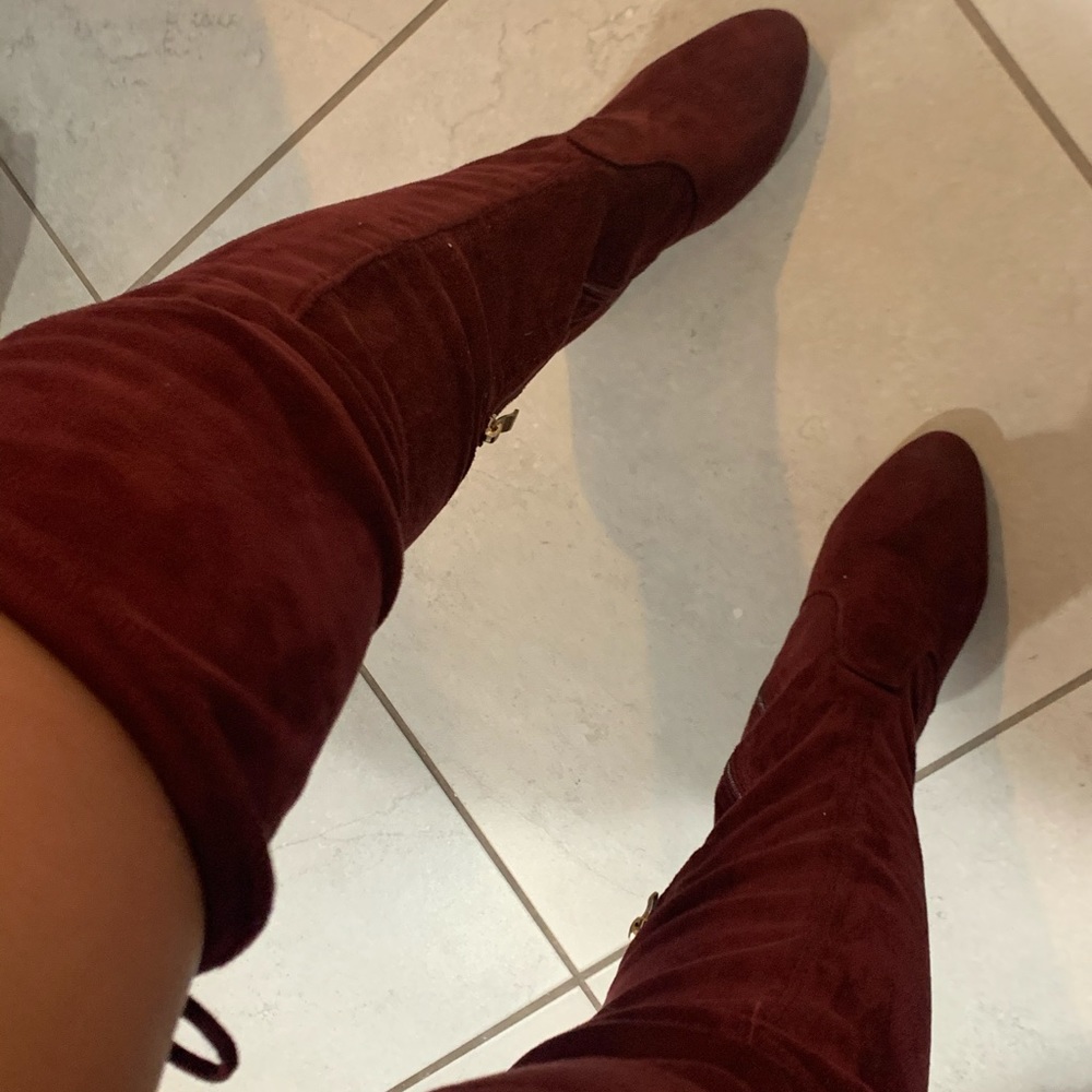 Knee high burgundy boots